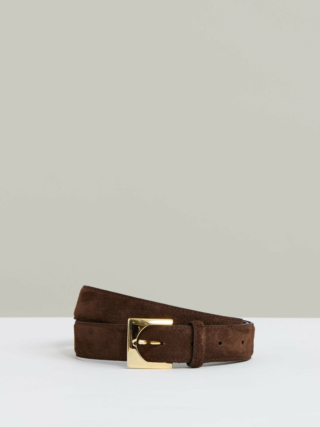 Reiss | Suede Square Buckle Belt in Chocolate