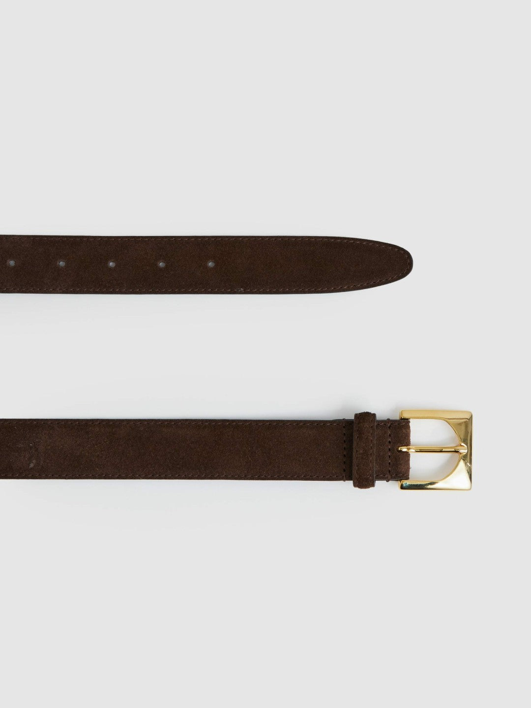 Reiss | Suede Square Buckle Belt in Chocolate