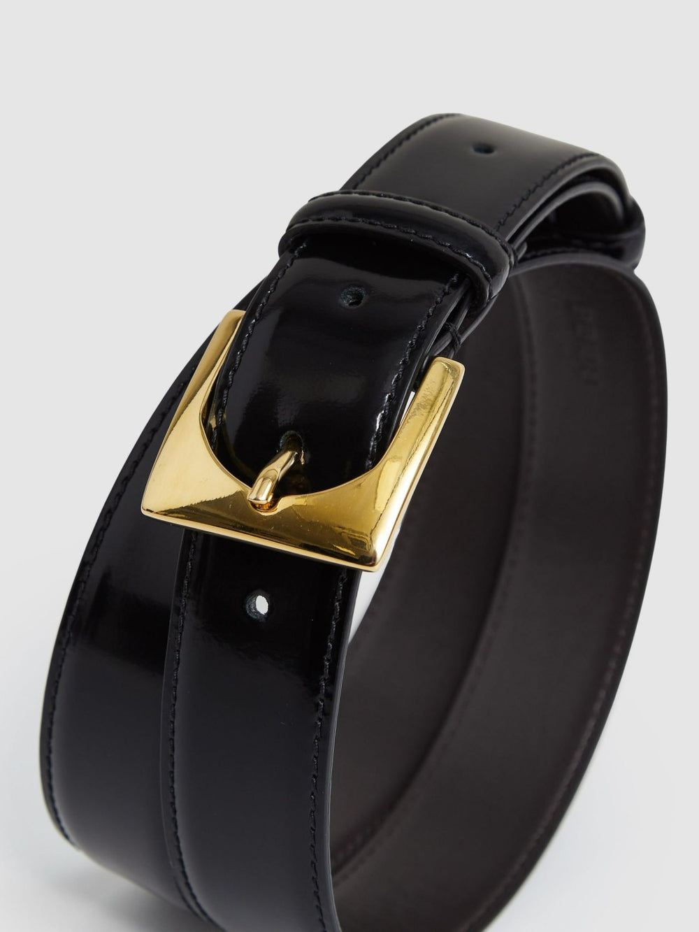 Reiss | Suede Square Buckle Belt in Black