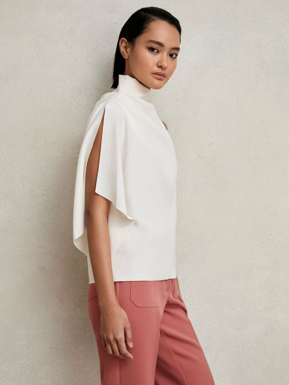 Reiss | One-Shoulder Draped Top in Ivory
