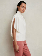 Reiss | One-Shoulder Draped Top in Ivory