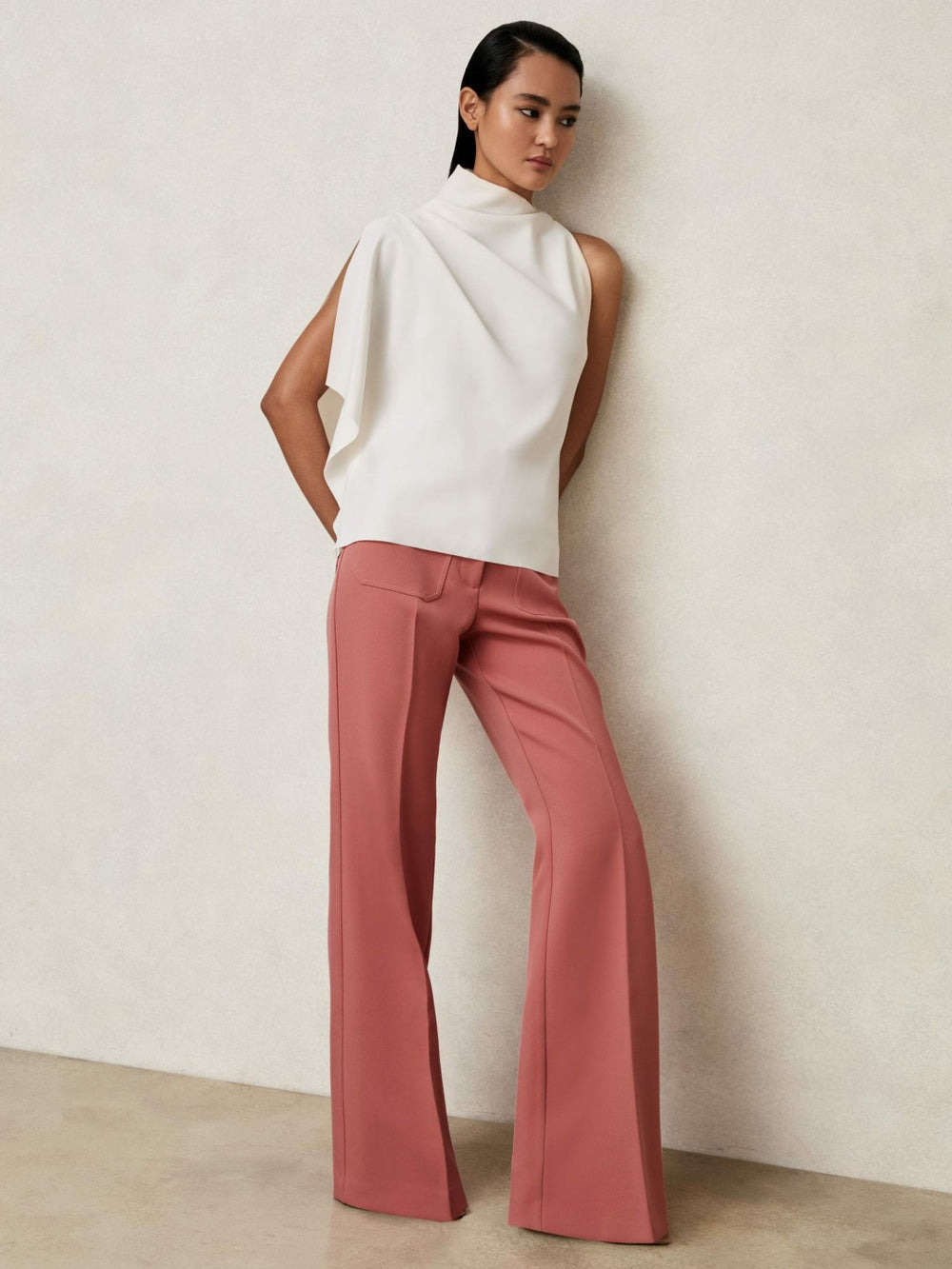 Reiss | One-Shoulder Draped Top in Ivory