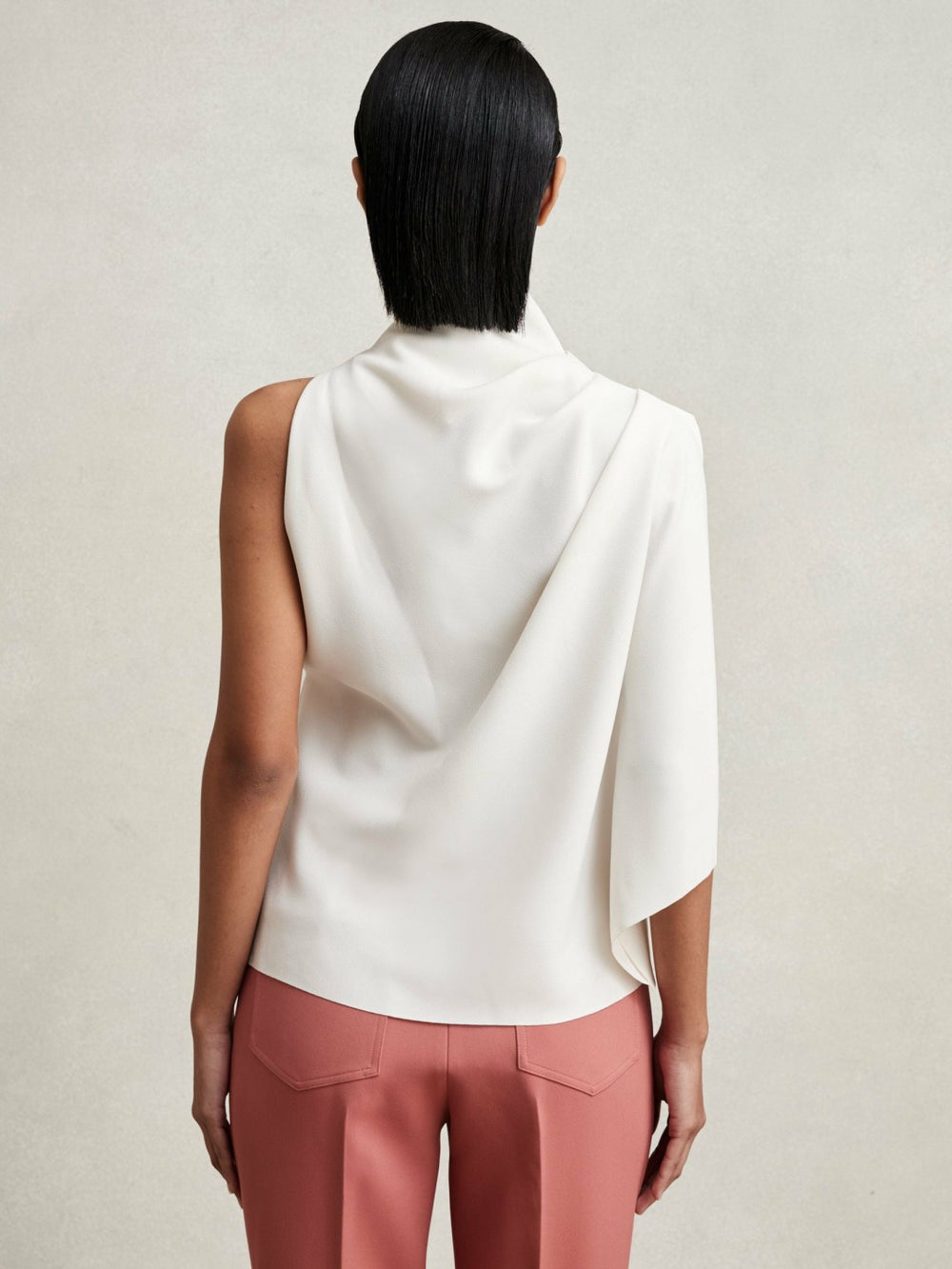Reiss | One-Shoulder Draped Top in Ivory