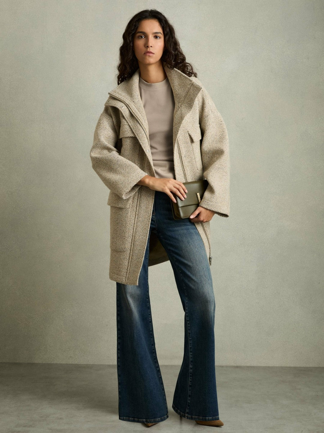 Reiss | Ribbed Ruched Waist Vest in Camel
