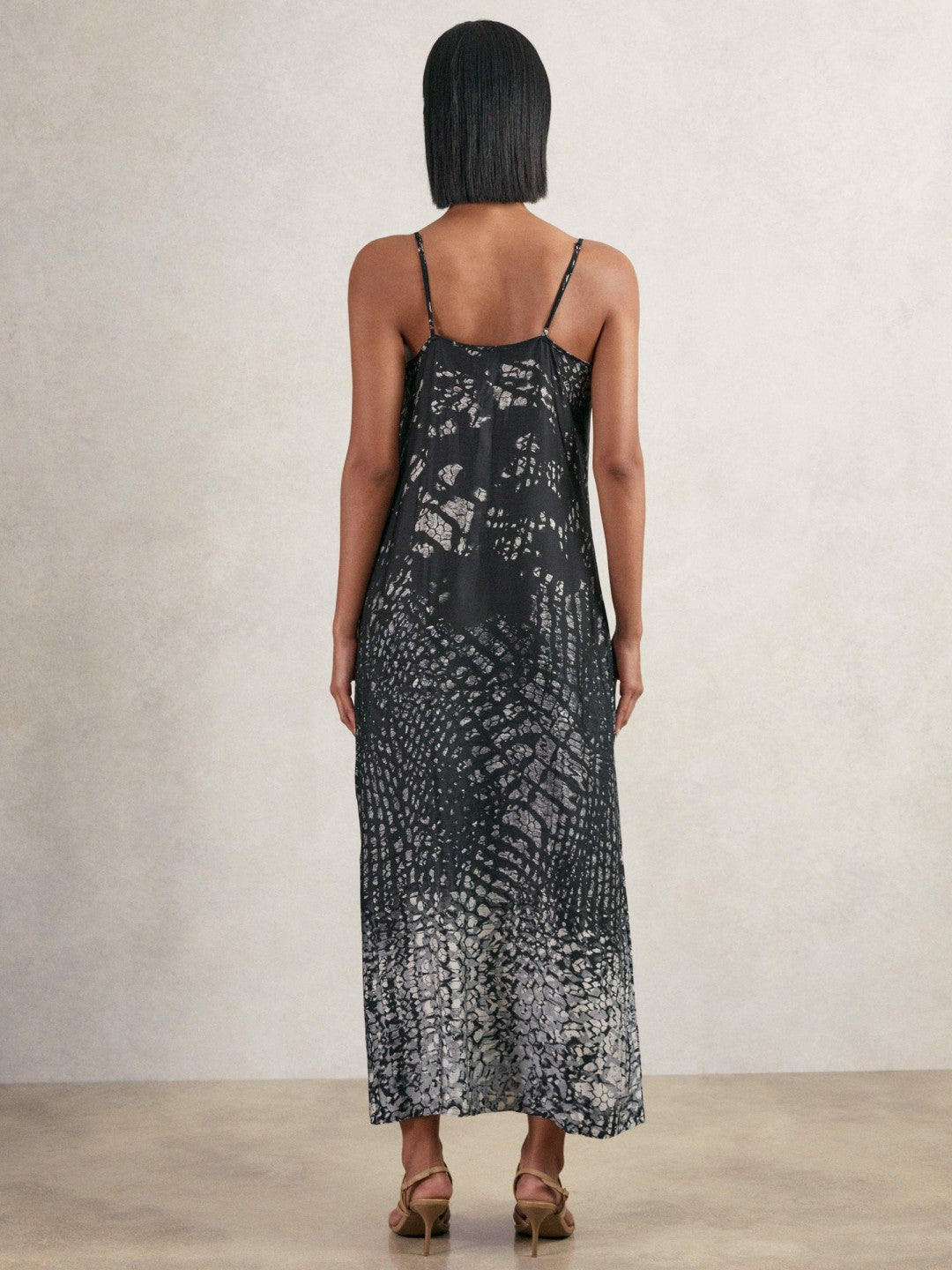 Reiss | Printed Maxi Slip Dress in Navy