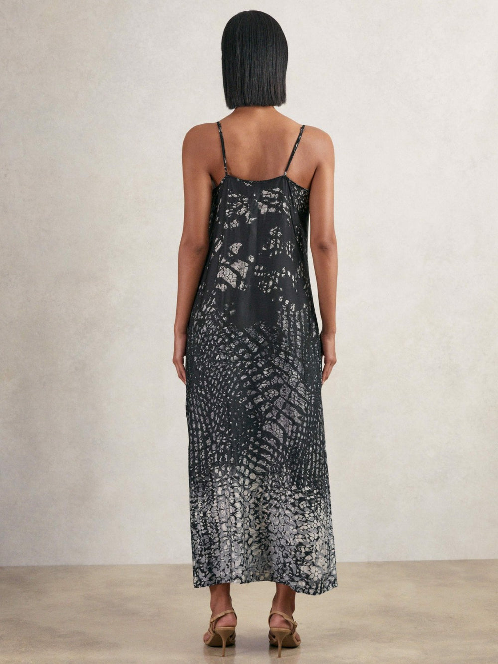 Reiss | Printed Maxi Slip Dress in Navy