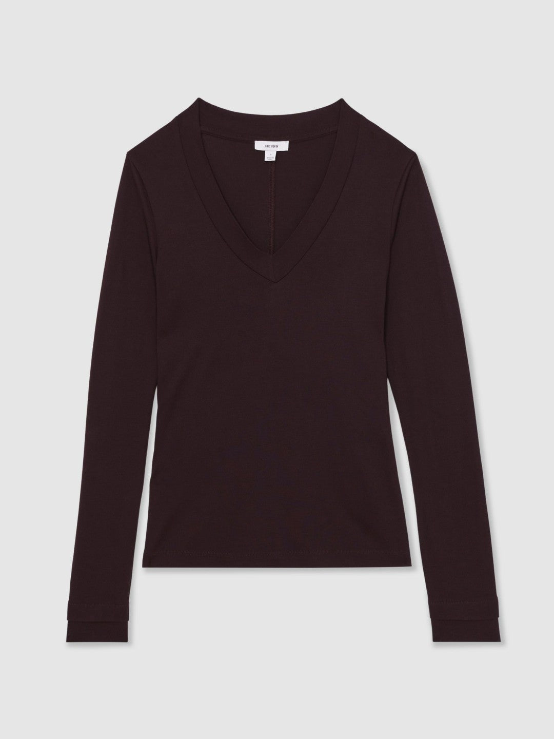 Reiss | Jersey V-Neck Top in Plum