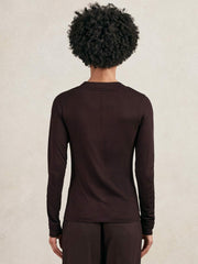 Reiss | Jersey V-Neck Top in Plum
