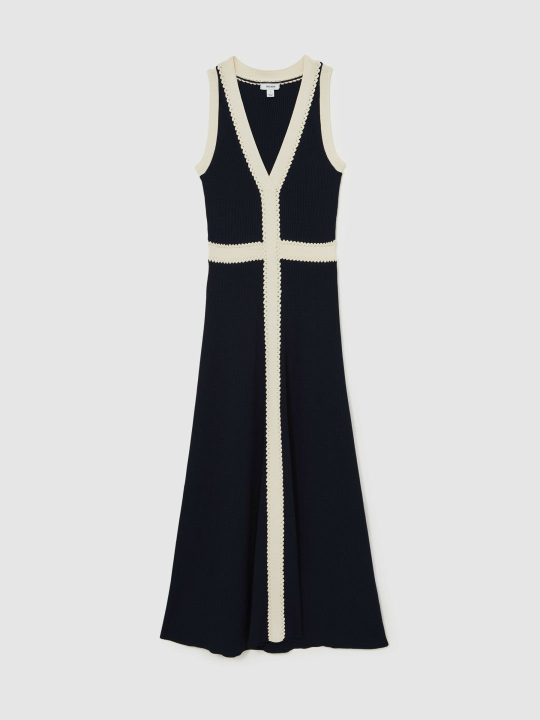 Reiss | Craft-Stitch Knitted Midi Dress in Navy