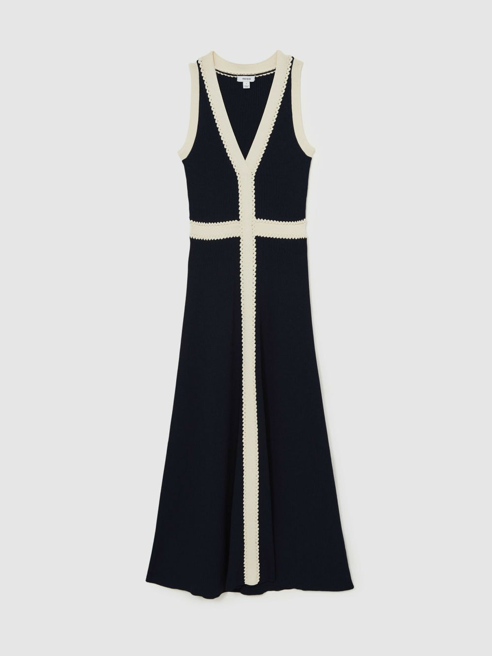 Reiss | Craft-Stitch Knitted Midi Dress in Navy
