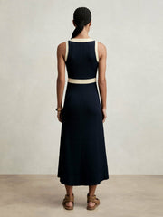 Reiss | Craft-Stitch Knitted Midi Dress in Navy