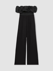 Reiss | Sculptural Strapless Wide-Leg Jumpsuit in Black