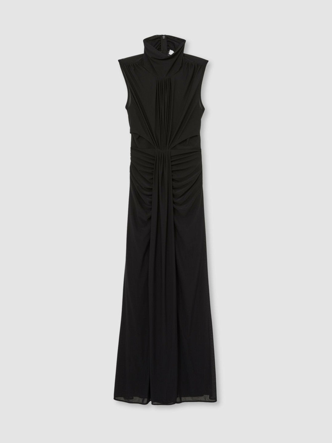 Reiss | Petite Sheer Ruched Maxi Dress in Black