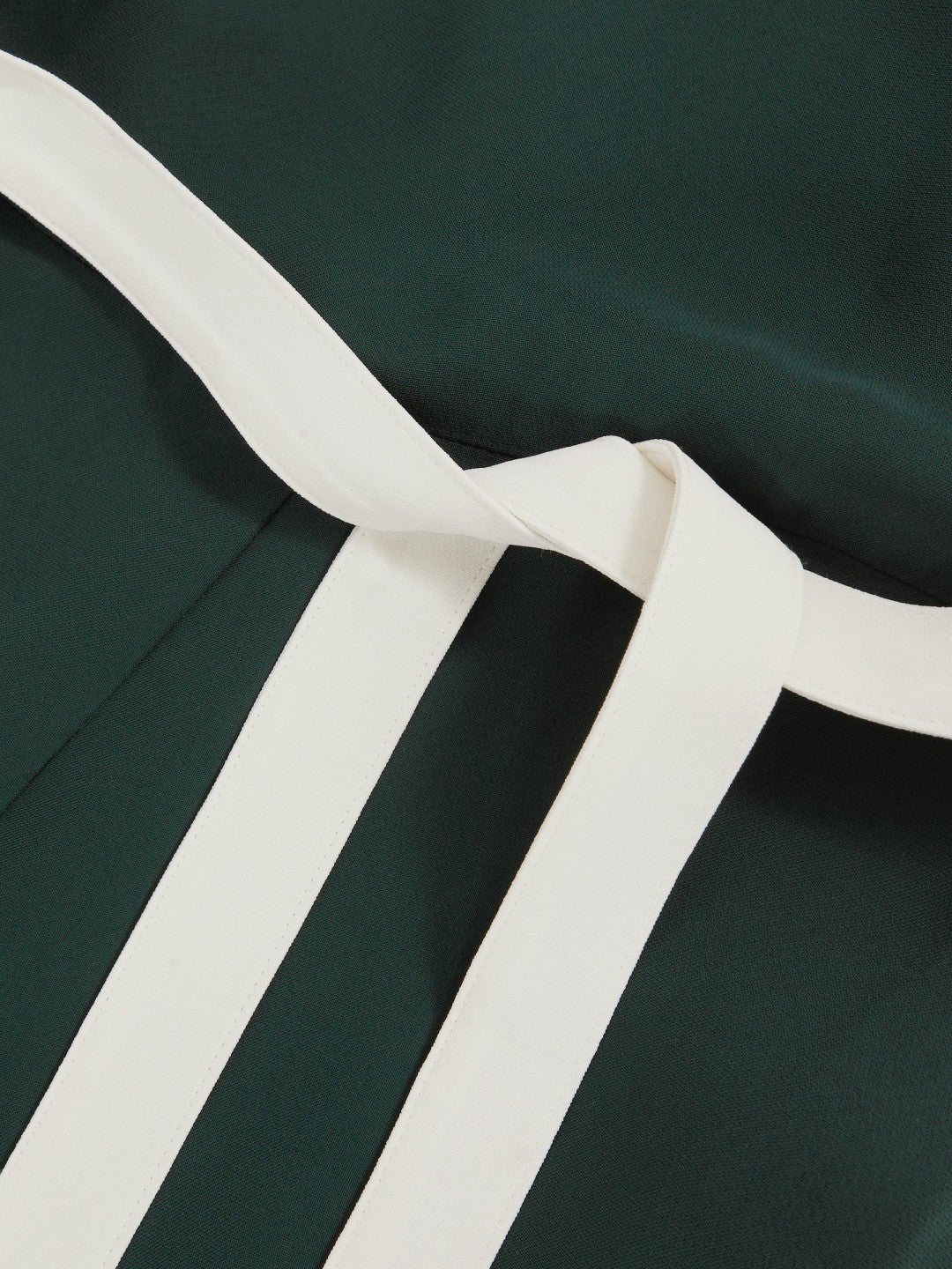 Reiss | Petite Colourblock Wide Leg Belted Jumpsuit in Dark Green/Cream