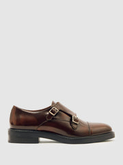 Reiss | Leather Double-Strap Monk Shoes in Tan