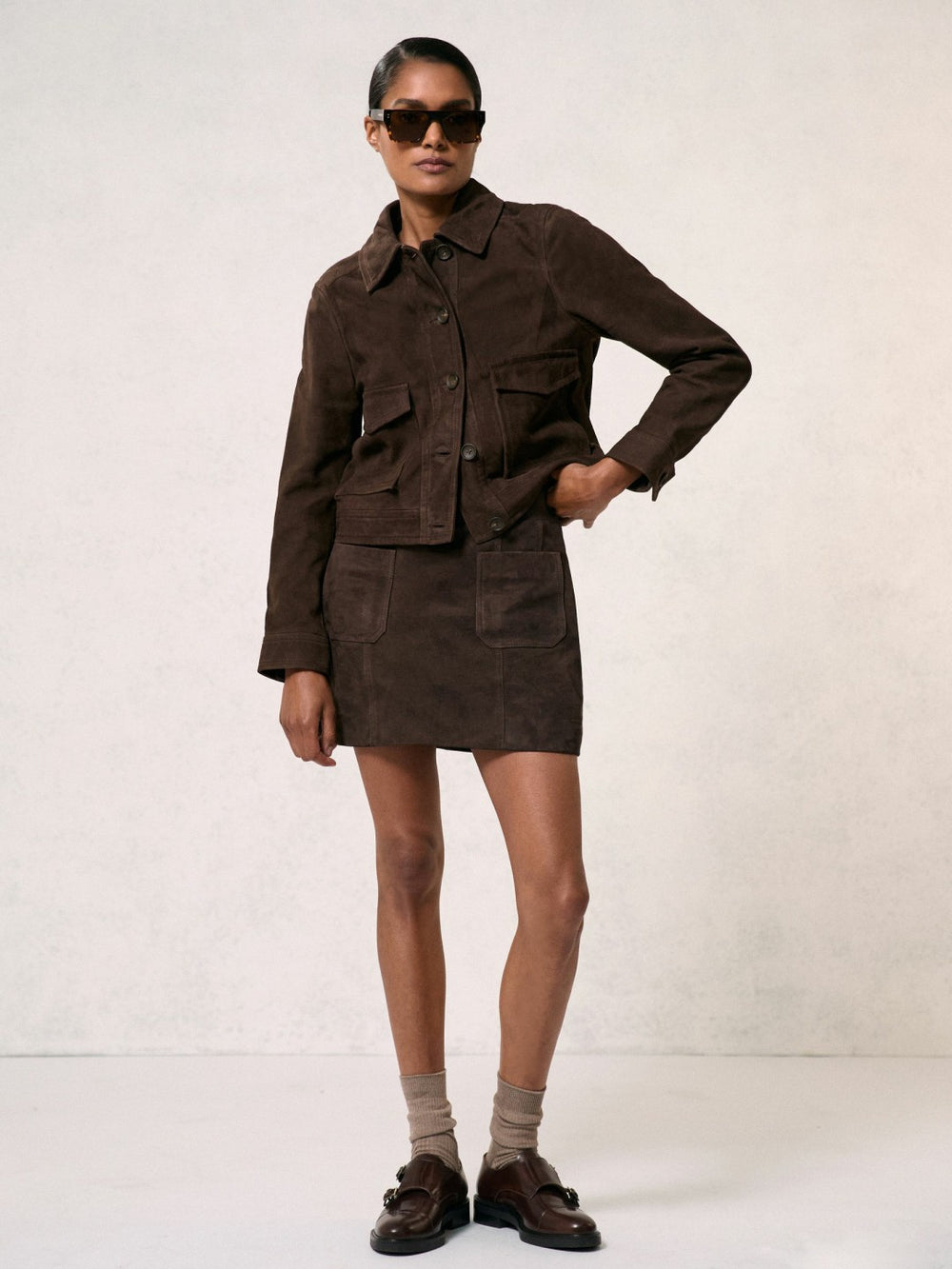 Reiss | Leather Double-Strap Monk Shoes in Tan