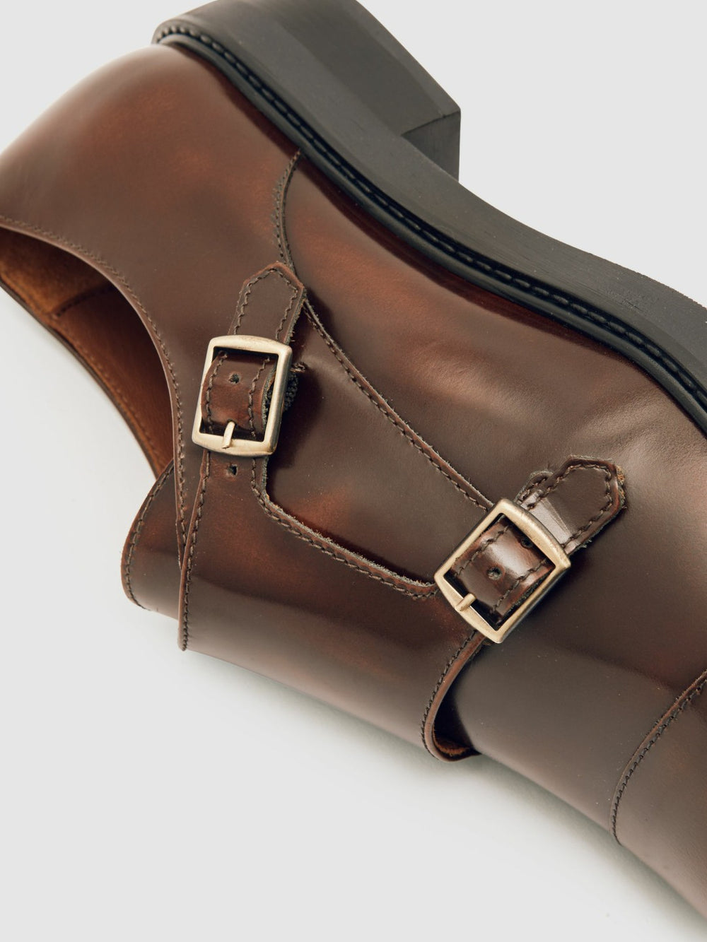 Reiss | Leather Double-Strap Monk Shoes in Tan