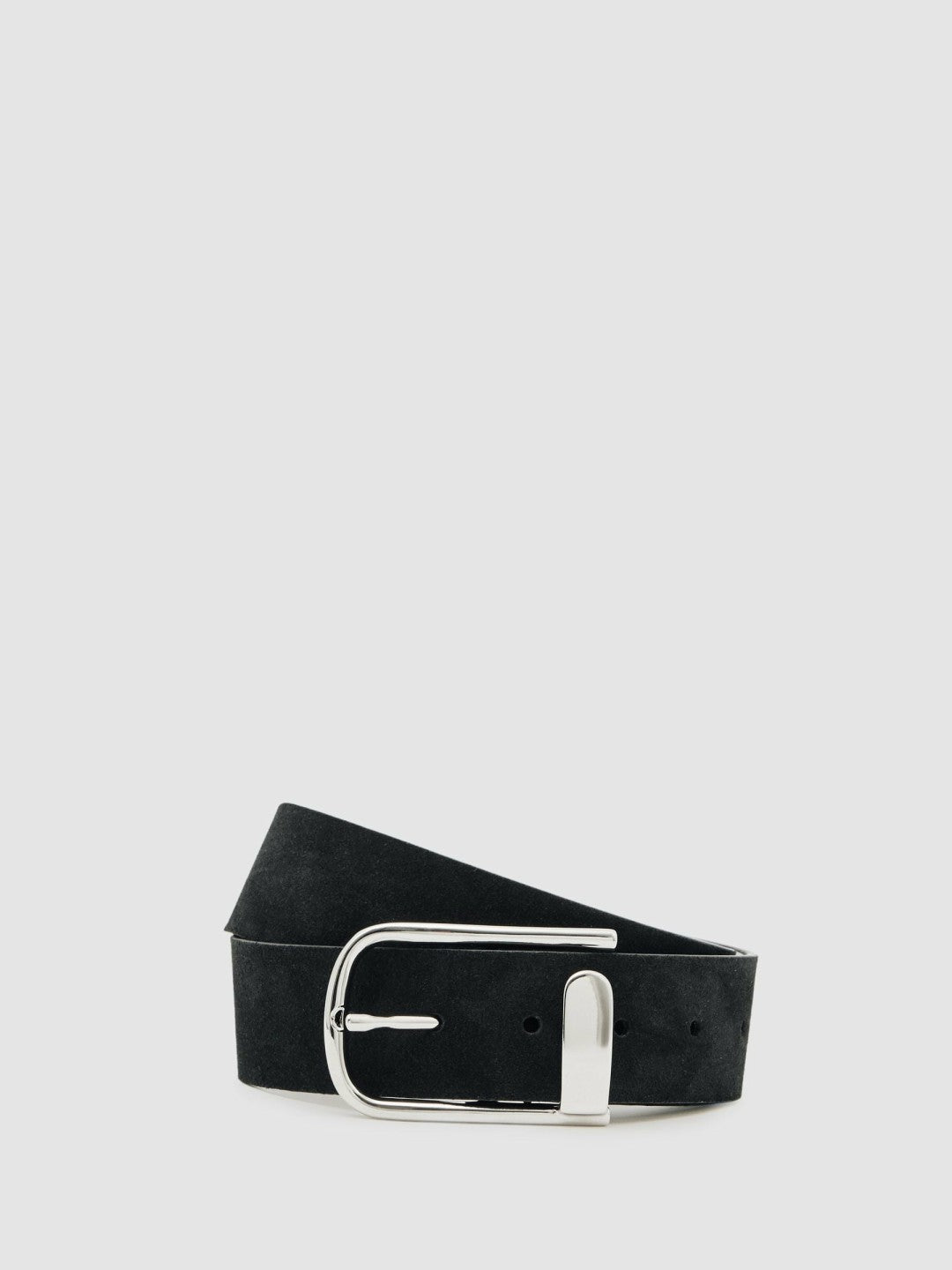 Reiss | Suede Half-Keeper Belt in Black