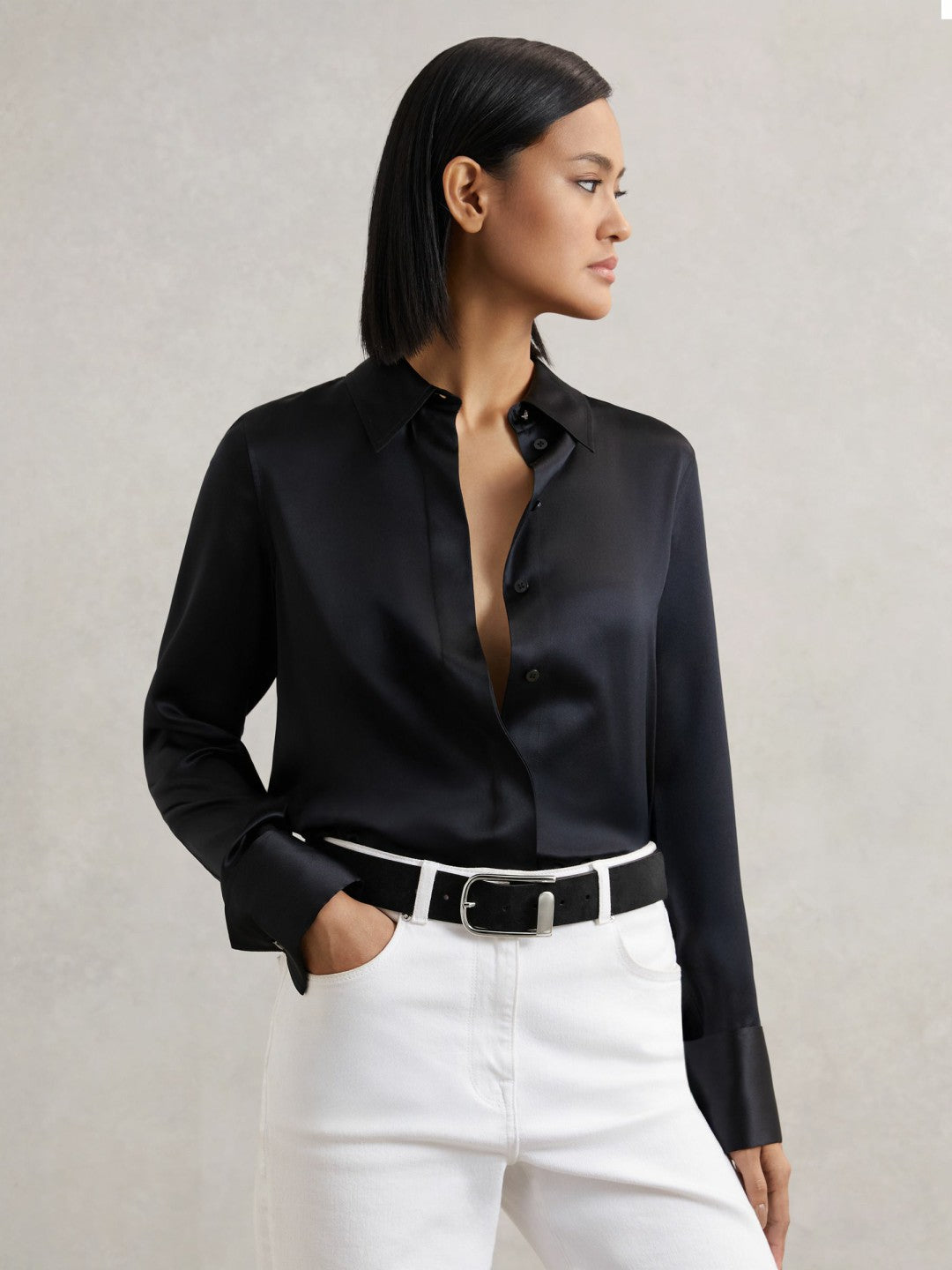 Reiss | Suede Half-Keeper Belt in Black