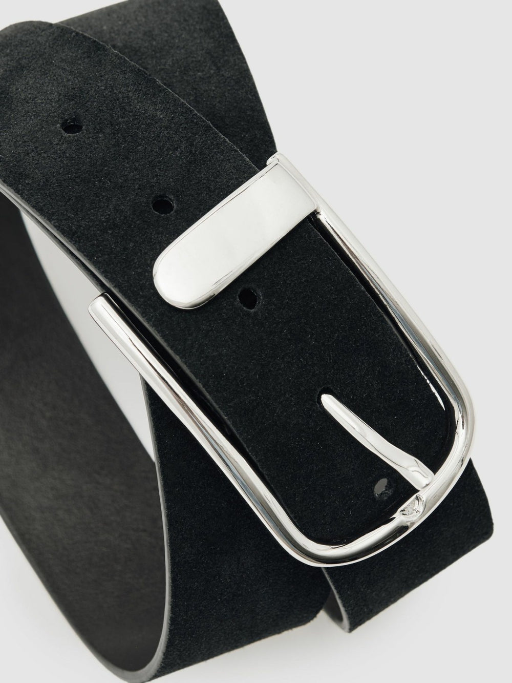 Reiss | Suede Half-Keeper Belt in Black
