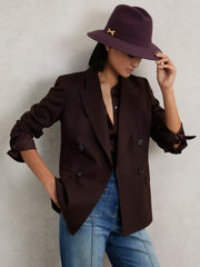 Reiss | Wool Fedora Hat in Burgundy