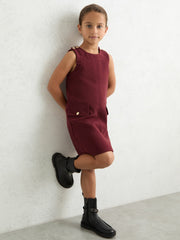Reiss | 9-13 yrs Button-Detail Sleeveless Shift Dress in Berry