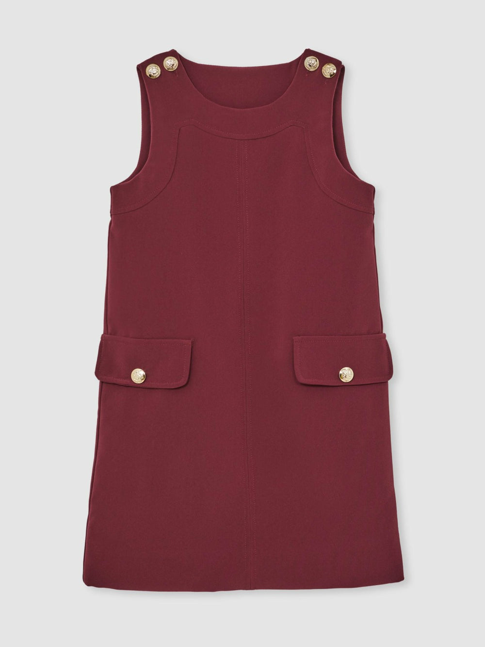 Reiss | 9-13 yrs Button-Detail Sleeveless Shift Dress in Berry