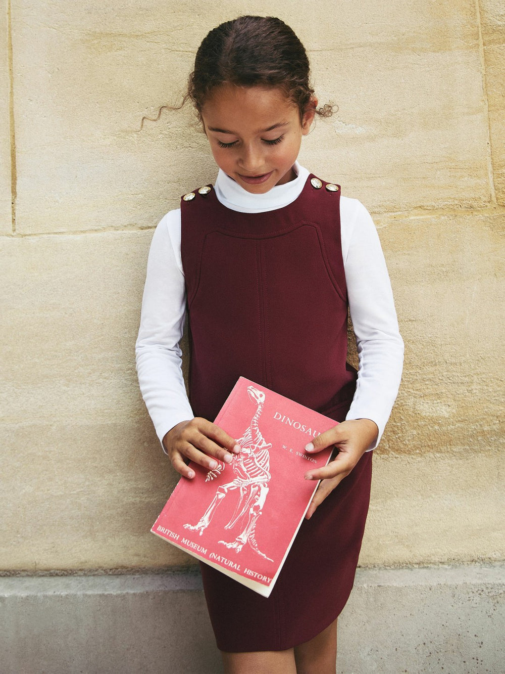 Reiss | 9-13 yrs Button-Detail Sleeveless Shift Dress in Berry