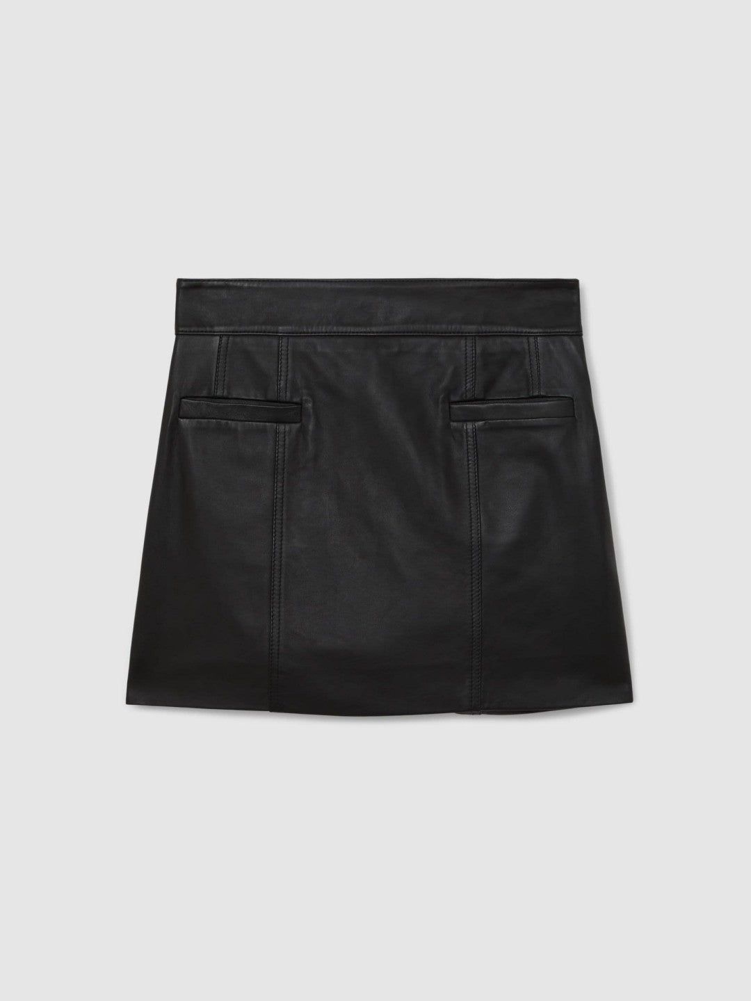 Reiss | Leather Welt-Pocket Mini Skirt in Black