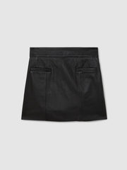 Reiss | Leather Welt-Pocket Mini Skirt in Black