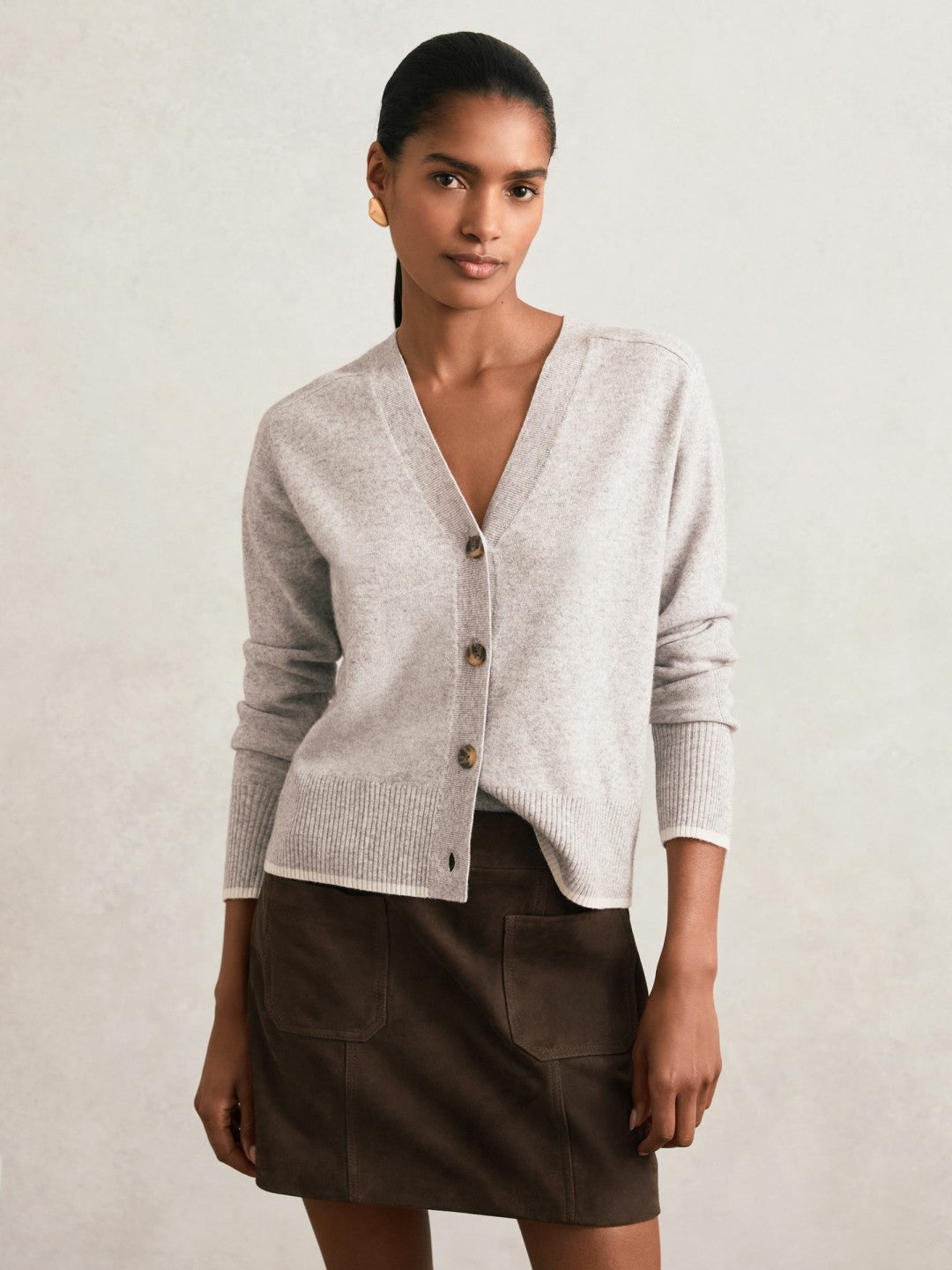 Reiss | Mini Suede Patch Pocket Skirt in Chocolate Brown