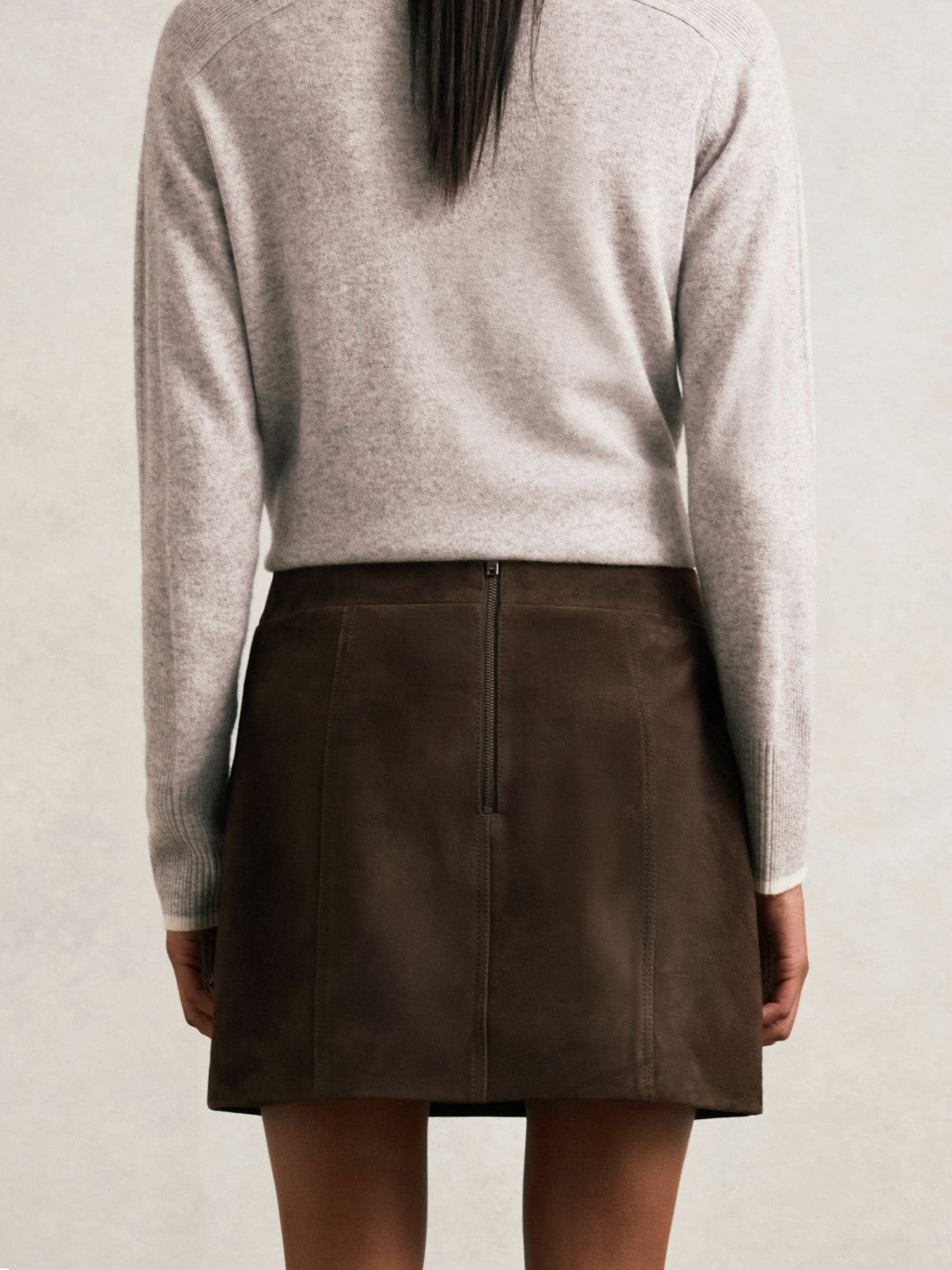 Reiss | Mini Suede Patch Pocket Skirt in Chocolate Brown