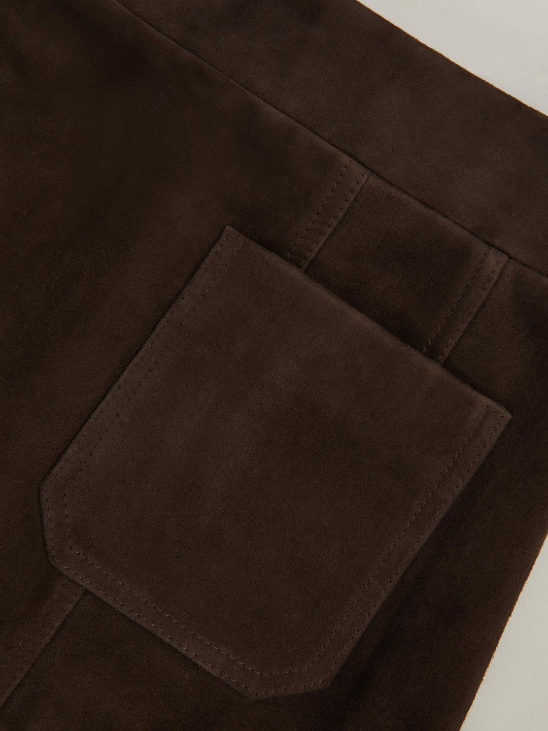 Reiss | Mini Suede Patch Pocket Skirt in Chocolate Brown