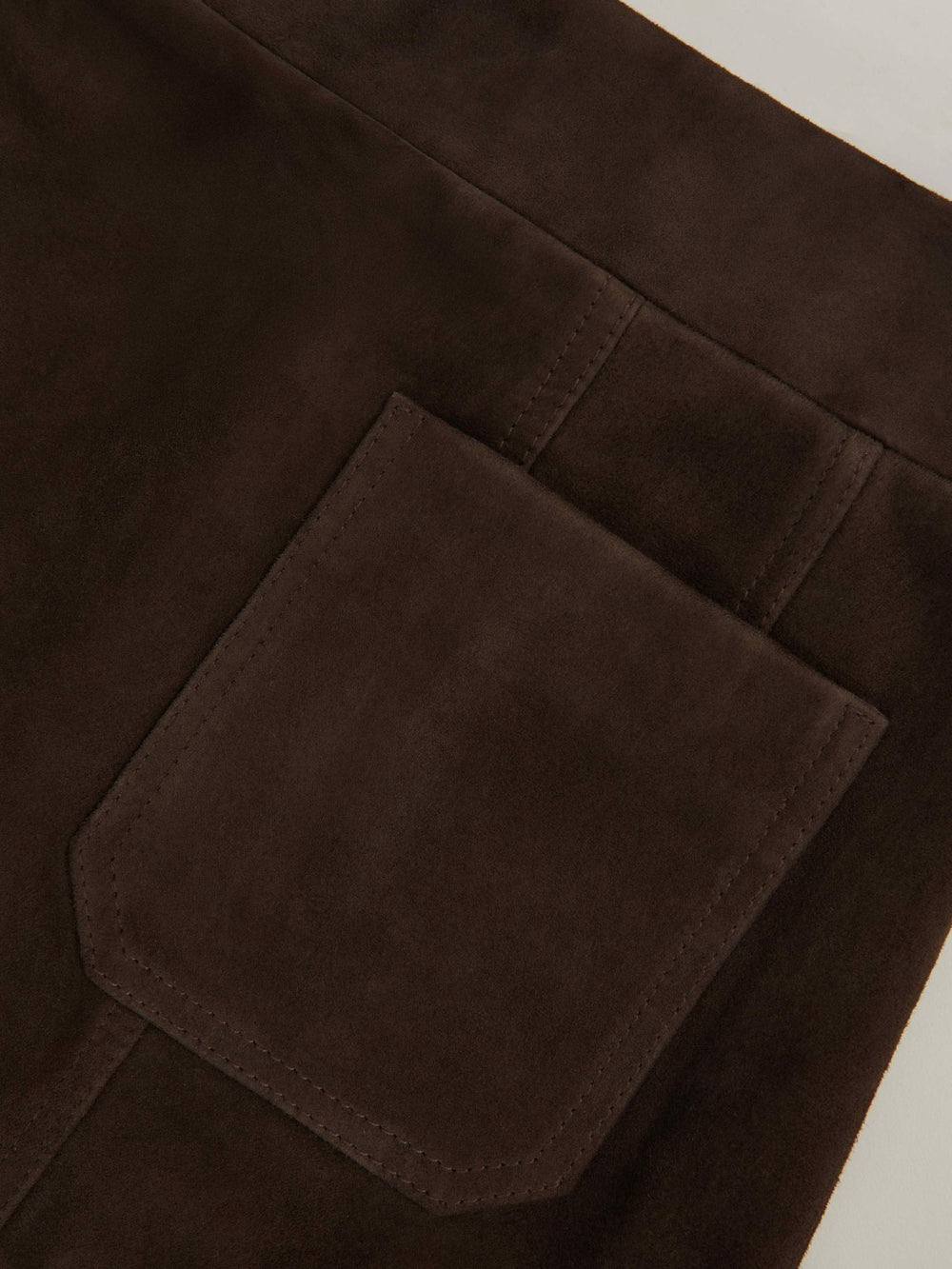 Reiss | Mini Suede Patch Pocket Skirt in Chocolate Brown