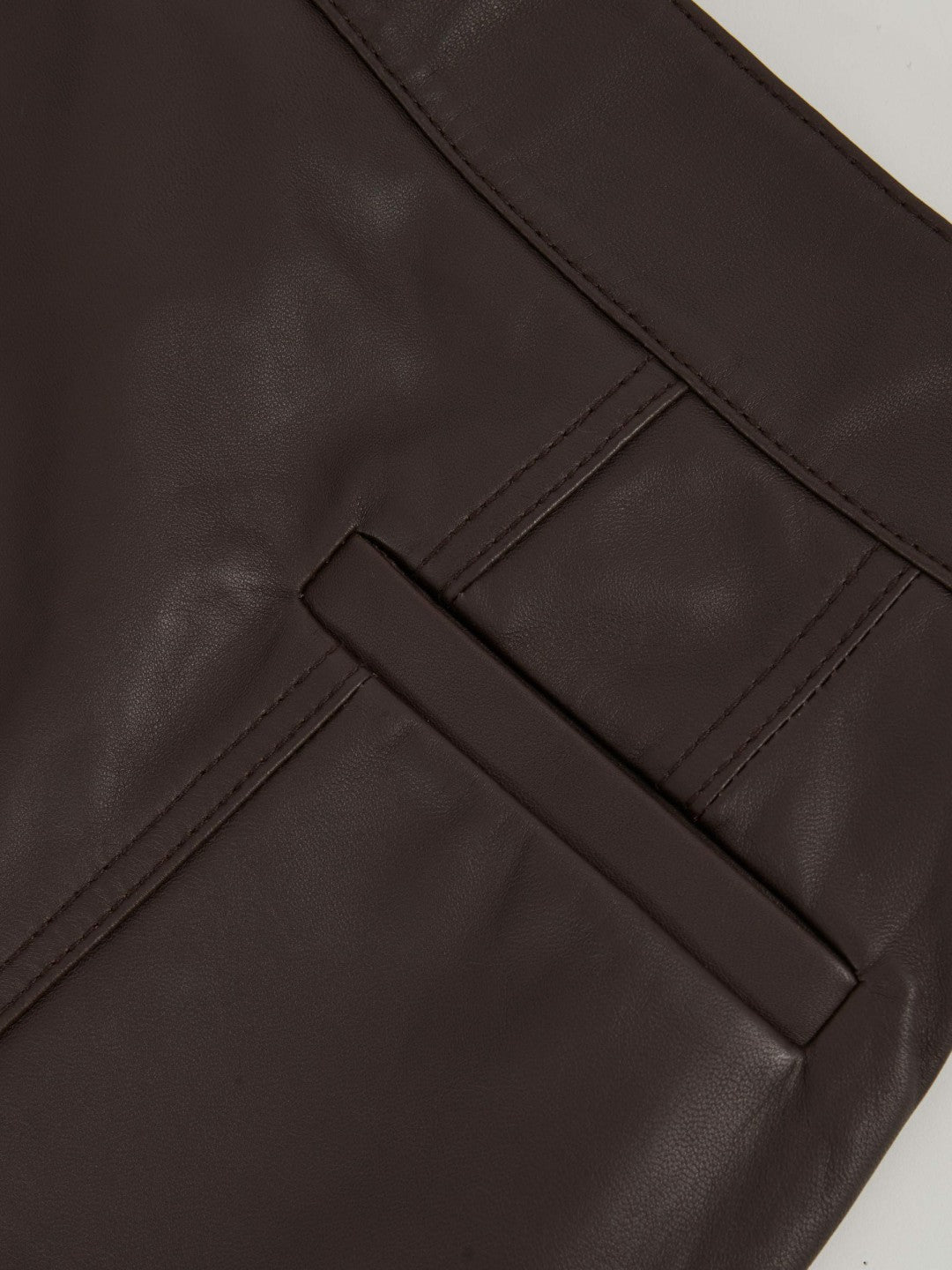 Reiss | Leather Welt-Pocket Mini Skirt in Burgundy