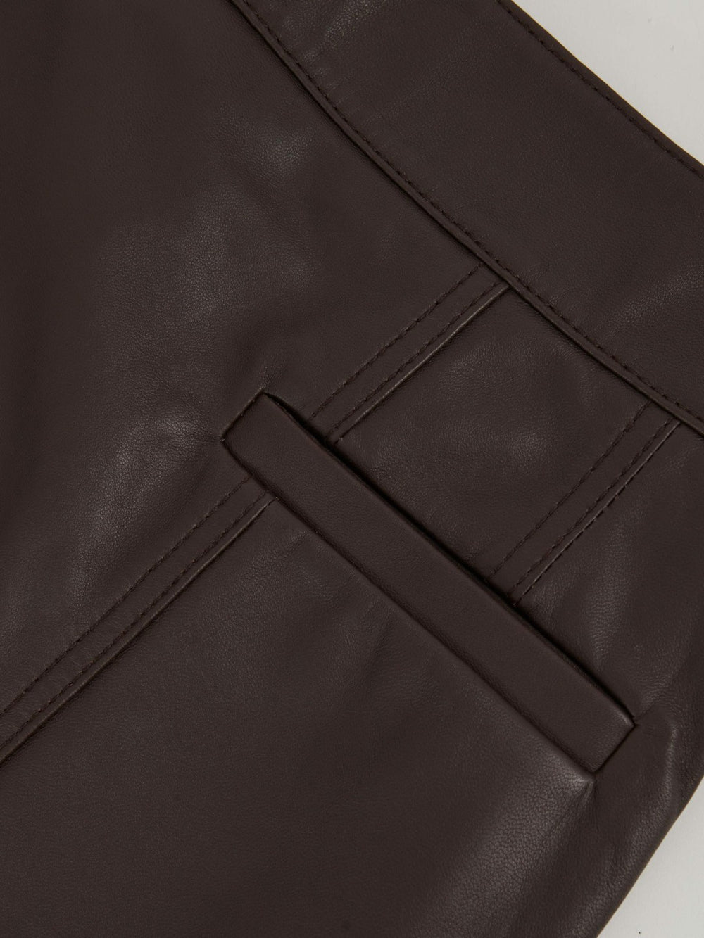 Reiss | Leather Welt-Pocket Mini Skirt in Burgundy
