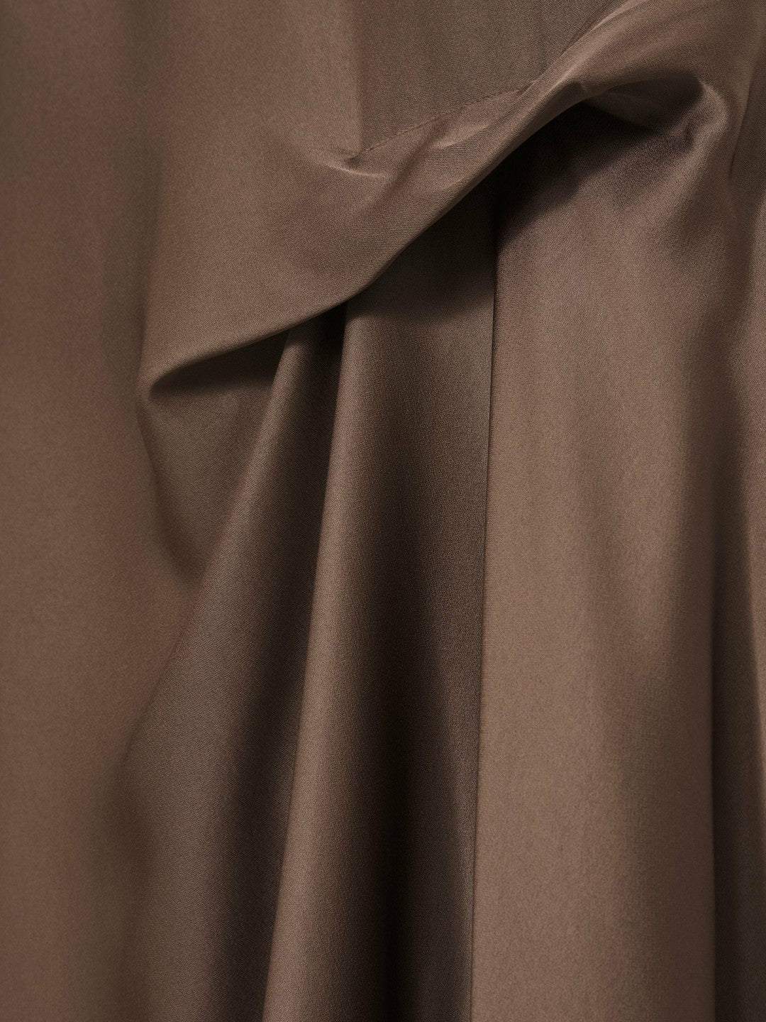 Reiss | Satin Tuck-Detail Cape Midi Dress in Taupe Brown