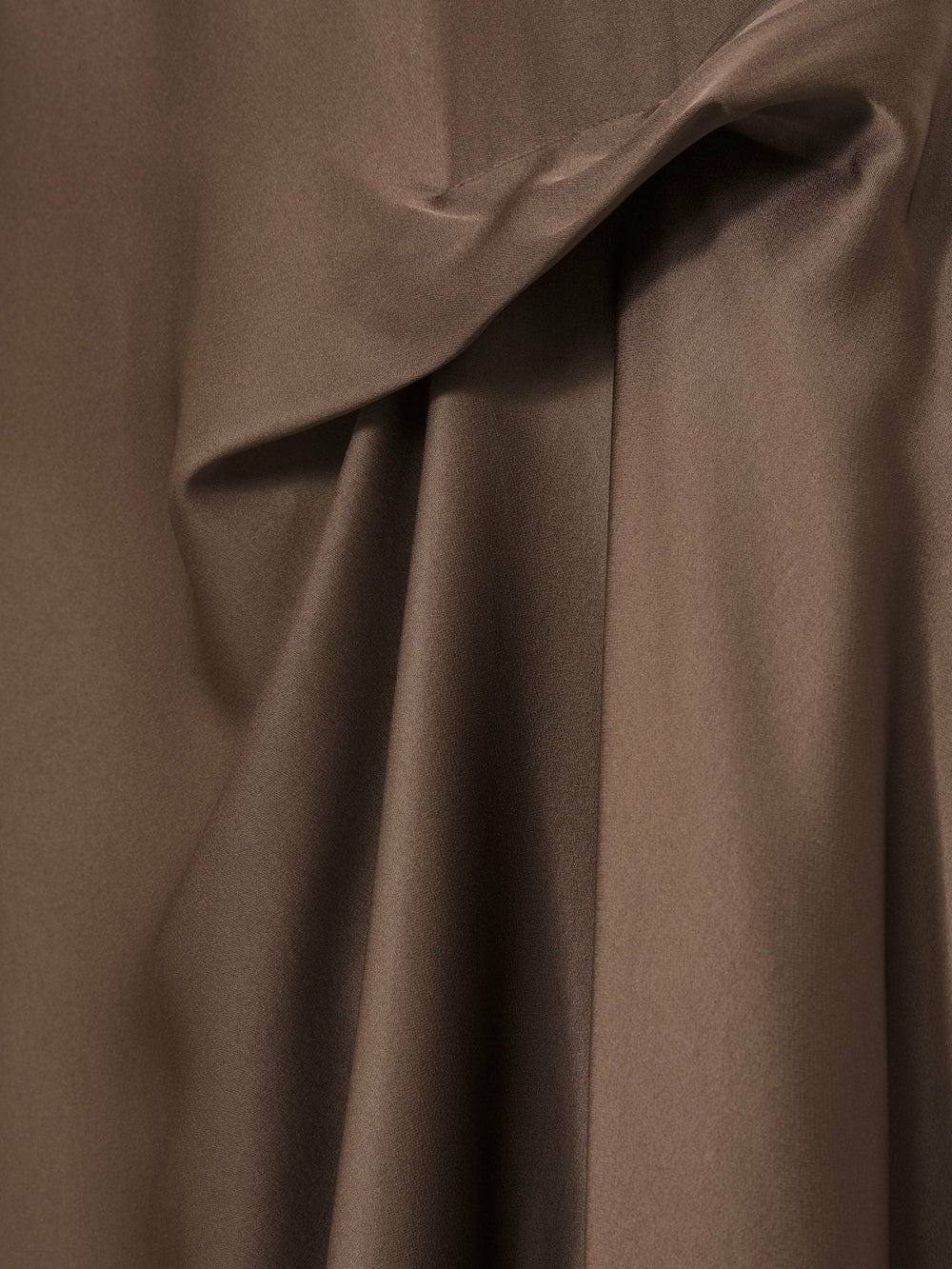 Reiss | Satin Tuck-Detail Cape Midi Dress in Taupe Brown
