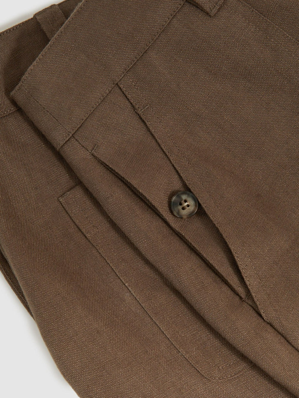 Reiss | Linen Wide Leg Trousers in Chocolate Brown