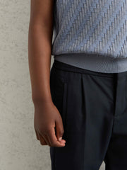 Reiss | 3-9 yrs Relaxed-Fit Pleated Tapered Trousers in Navy