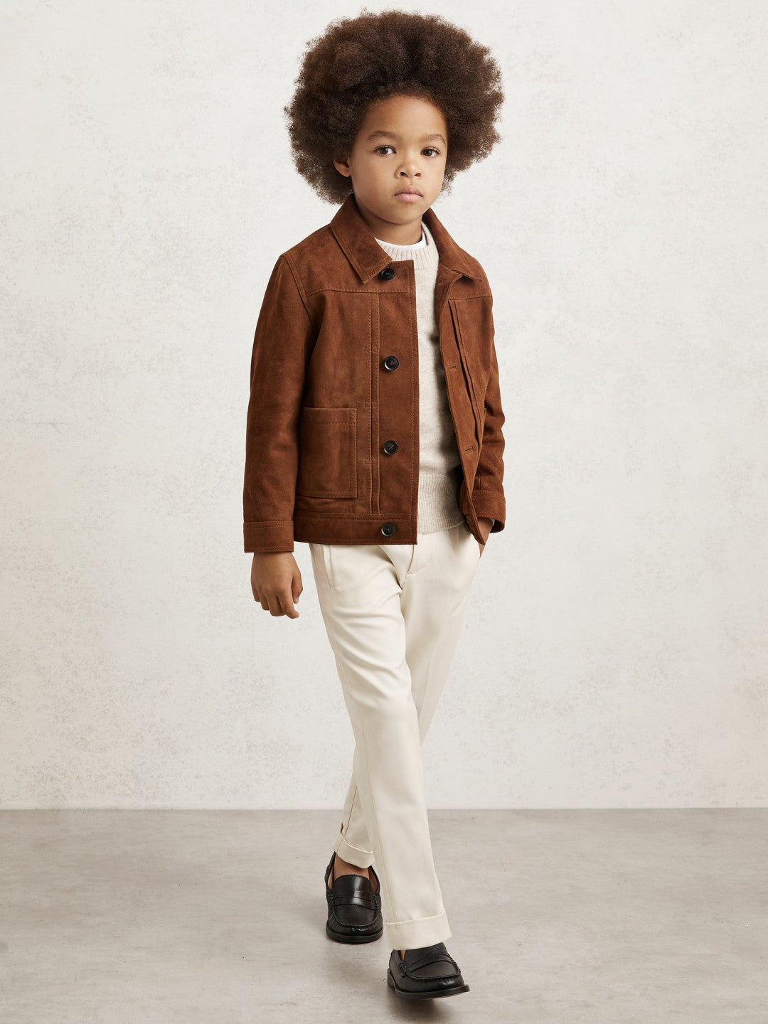 Reiss | 3-9 yrs Relaxed-Fit Pleated Tapered Trousers in Off White