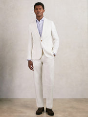 Reiss | Slim Fit Lyocell Linen Single Breasted Suit Blazer in White