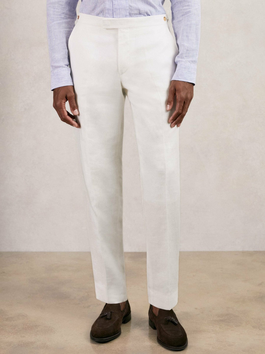 Reiss | Slim Fit Lyocell Linen Suit Trousers in White