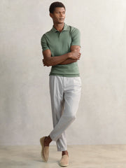 Reiss | Cotton Short-Sleeve Polo Shirt in Kale Green