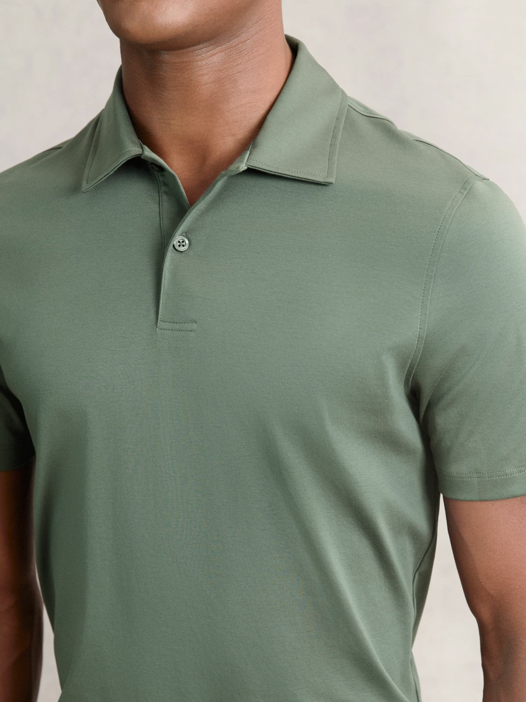 Reiss | Cotton Short-Sleeve Polo Shirt in Kale Green