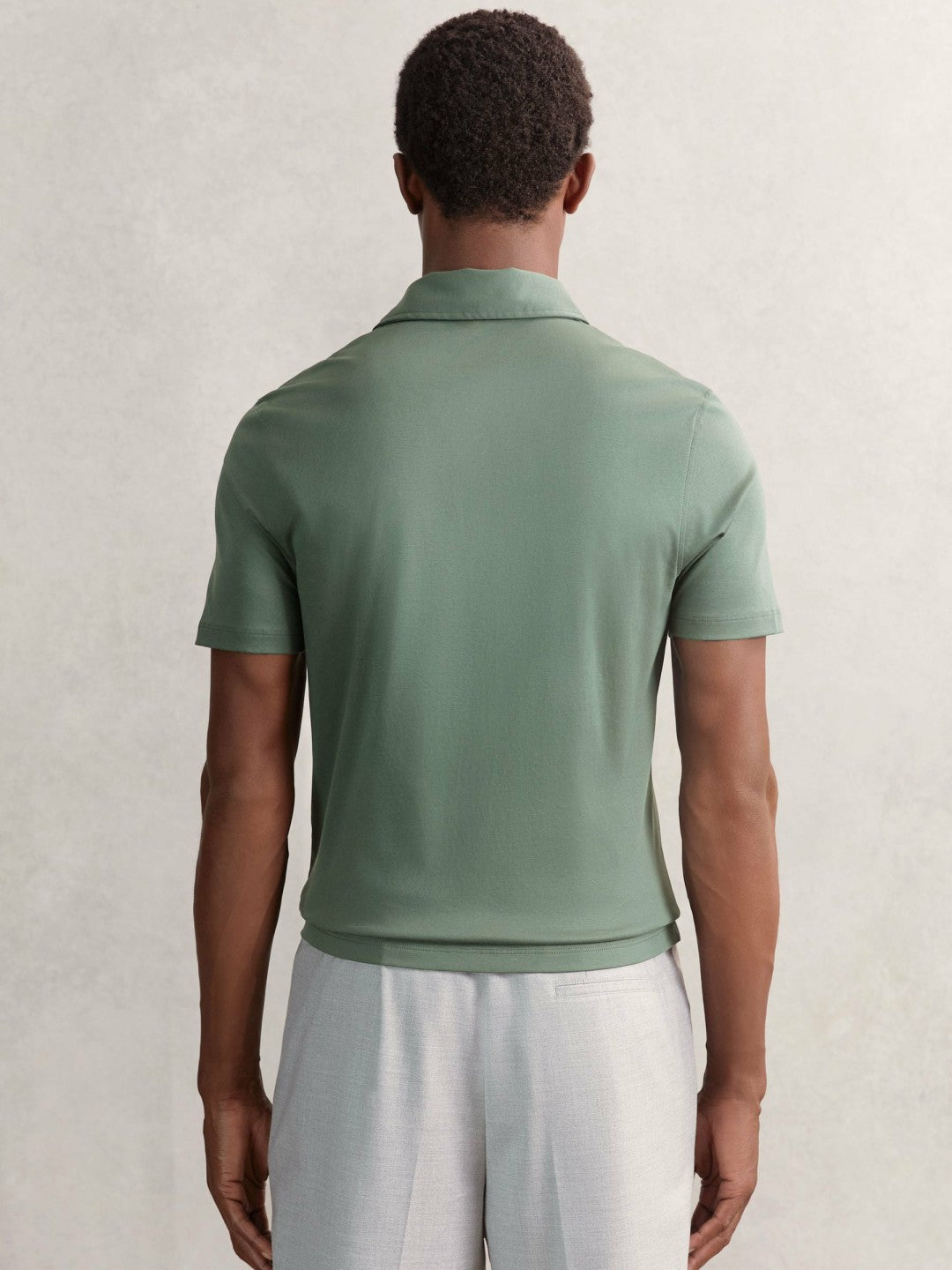 Reiss | Cotton Short-Sleeve Polo Shirt in Kale Green