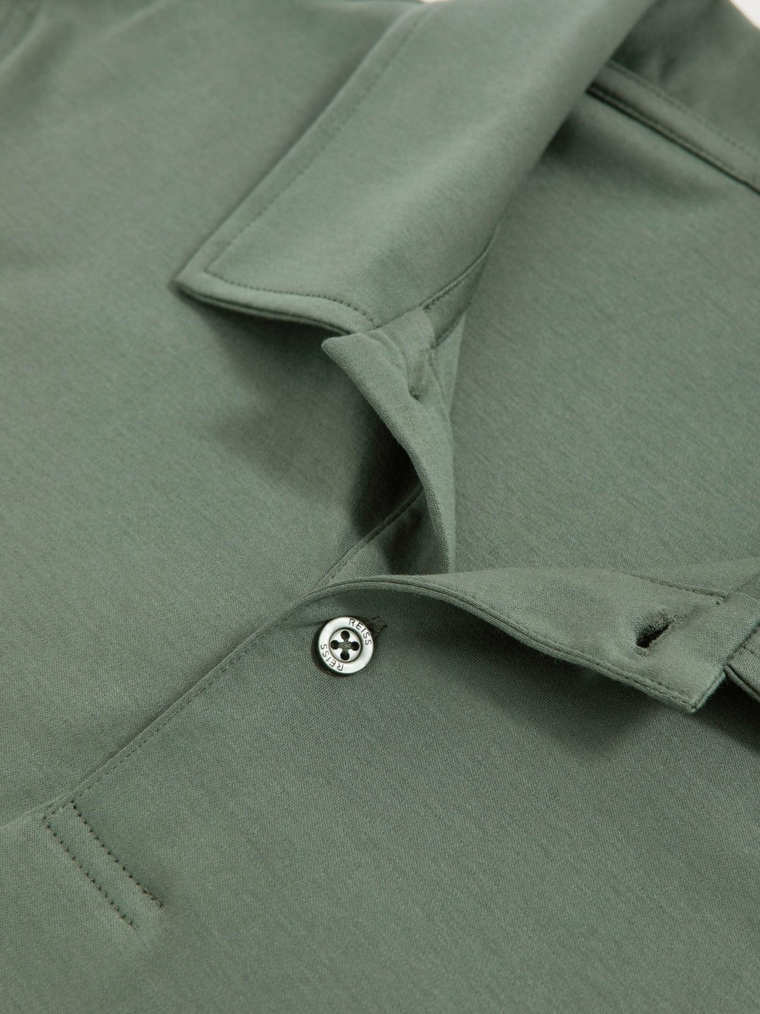 Reiss | Cotton Short-Sleeve Polo Shirt in Kale Green