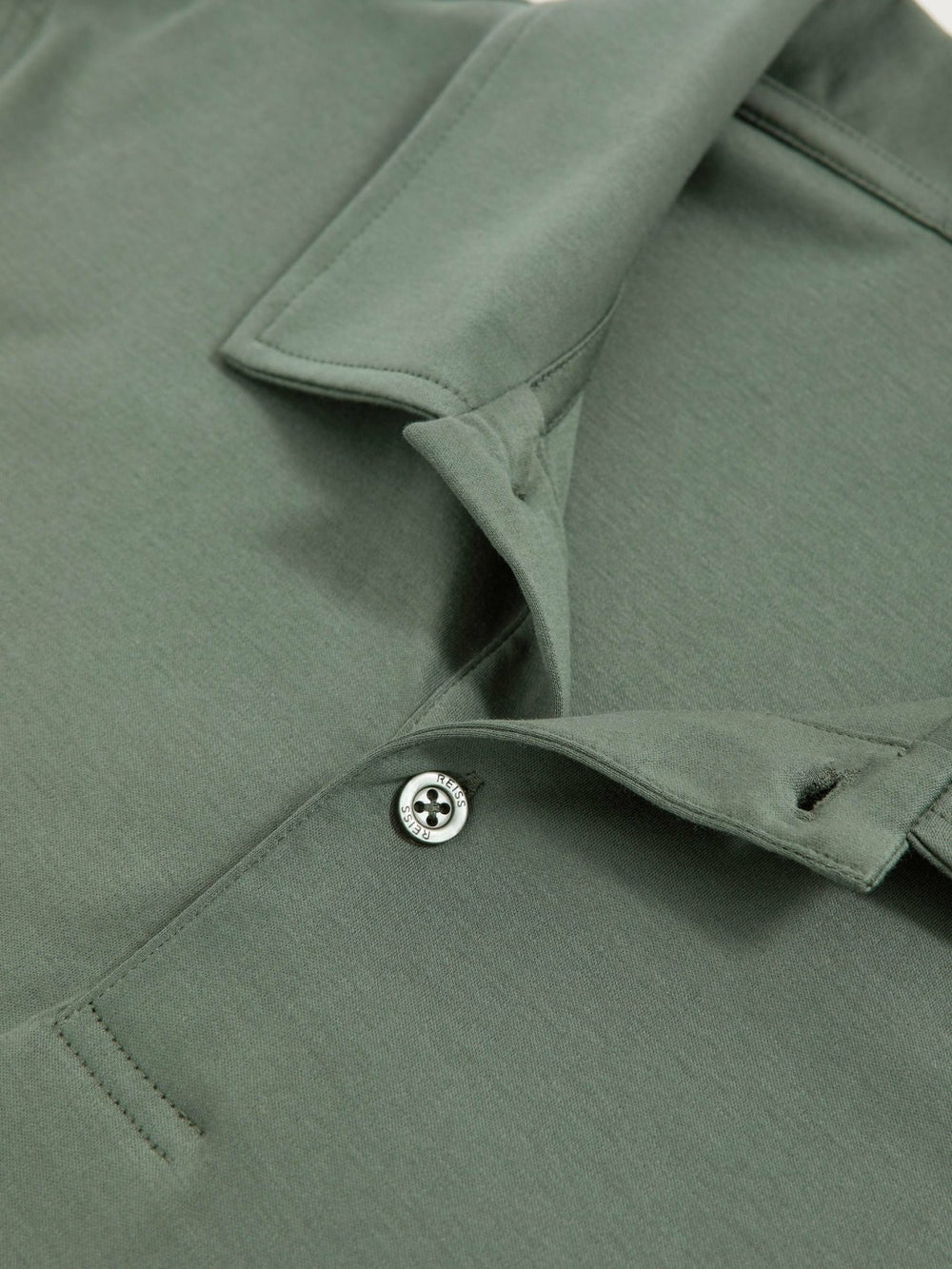 Reiss | Cotton Short-Sleeve Polo Shirt in Kale Green