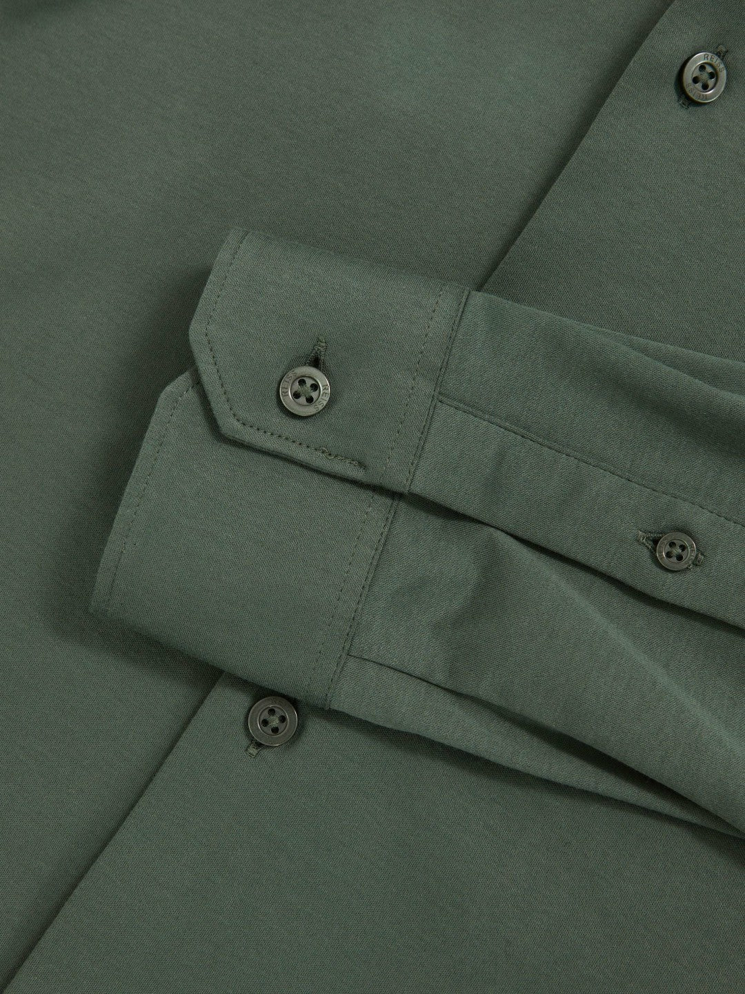 Reiss | Cotton-Jersey Button-Through Shirt in Kale Green