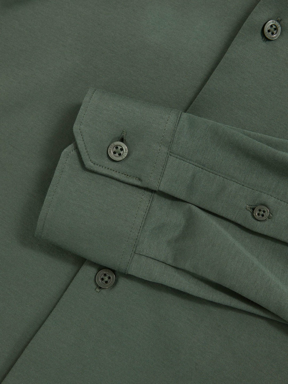 Reiss | Cotton-Jersey Button-Through Shirt in Kale Green